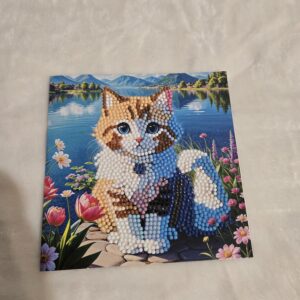 Cat by the Lake Diamond Art Card