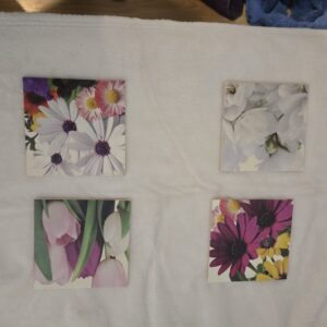 Wooden Flower Coaster Set